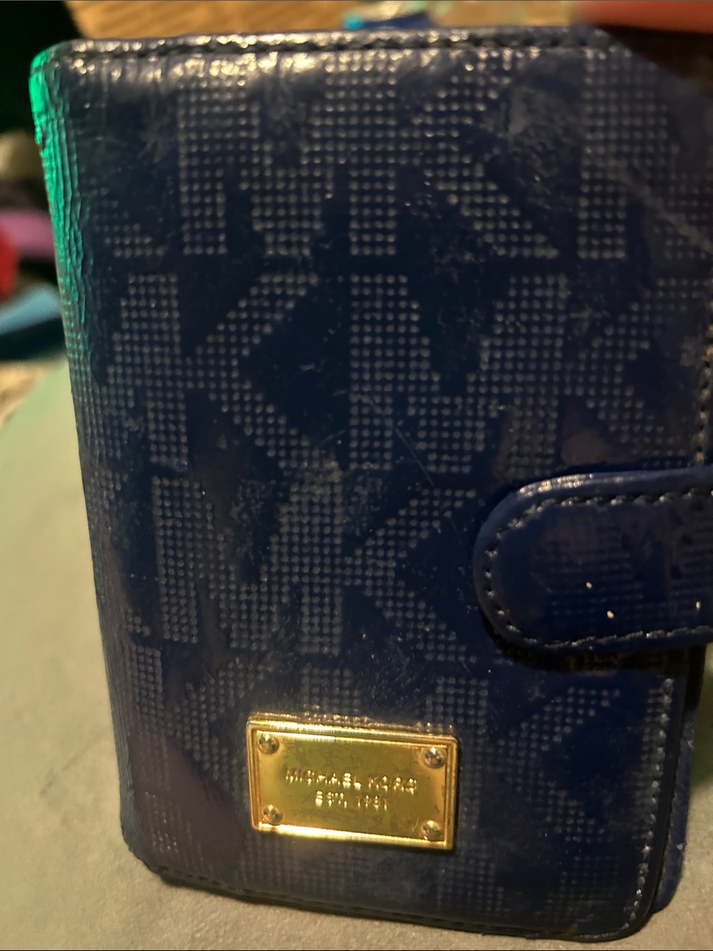 Michael Kors Blue Saffiano Leather Wallet with Card Slots